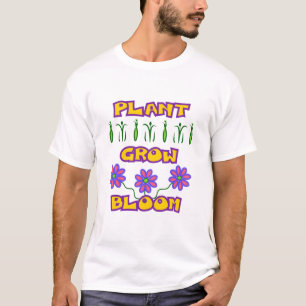 Pflanze blühen Zitat rosa Blume Gelber Text T-Shirt