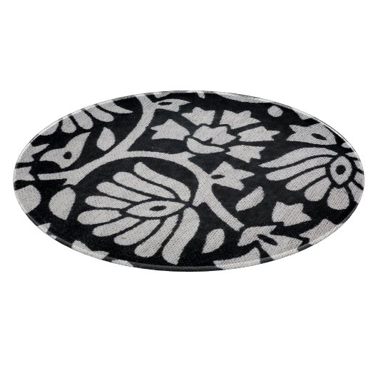 Pflanze, Blume, abstrakte schwarz-weiße Tischdecke Schneidebrett (Ecke)