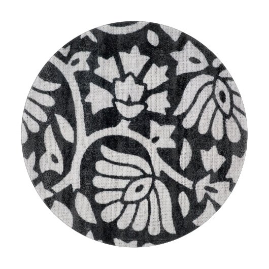 Pflanze, Blume, abstrakte schwarz-weiße Tischdecke Schneidebrett (Vorderseite)