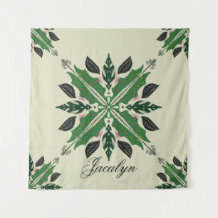 Pflanze Botanisch Grünzeug Boho Grün Mandala Name Wandteppich