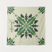 Pflanze Botanischer Garten Boho Green Mandala Name Wandteppich (Vorderseite (Horizontal))
