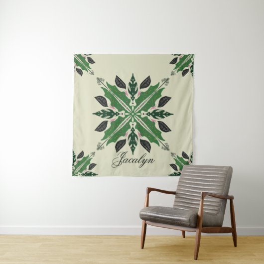 Pflanze Botanischer Garten Boho Green Mandala Name Wandteppich (Beispiel)