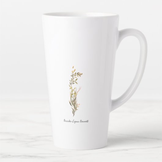 Pflanze, Bücher und Kaffee | Aquarellbilder Milchtasse (Rechts)