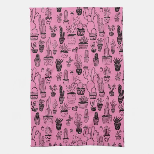 Pflanze Cacti Succulents Handgemachte Muster Geschirrtuch (Vertikal)