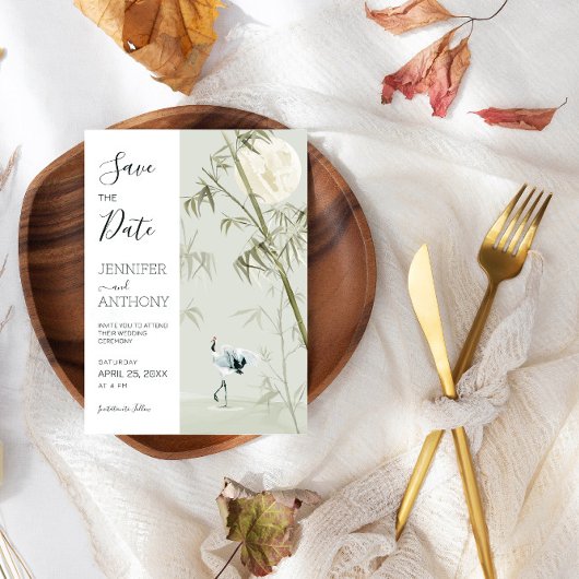 Pflanze Crane und Bamboo Save The Date