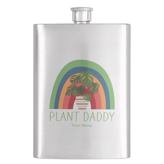 Pflanze Daddy Boho Rainbow Garden Monstera Blätter Flachmann (Vorderseite)