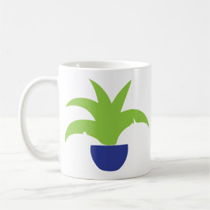 Pflanze der grünen Blätter in Blue Pot Illustratio Kaffeetasse