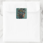 Pflanze der Modevögel Blume Quadratischer Aufkleber (Tasche)