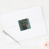 Pflanze der Modevögel Blume Quadratischer Aufkleber (Umschlag)