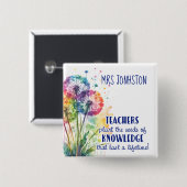 Pflanze der Samen von Wissen Dandelion Zitat Button (Vorne & Hinten)