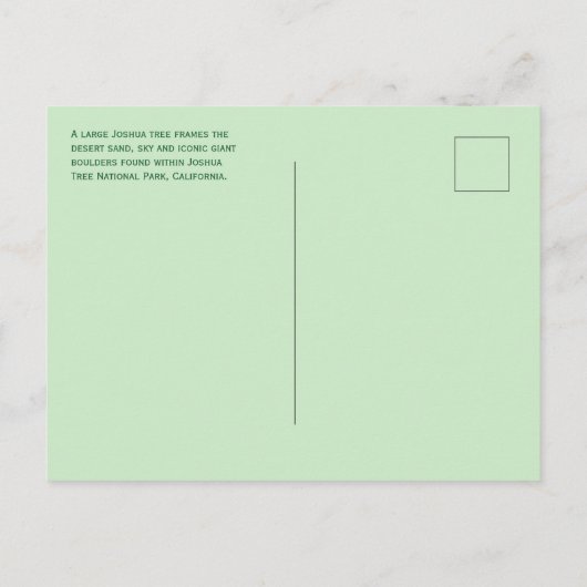 Pflanze der Wüste, Riesenboulder, Joshua Tree NP C Postkarte (Rückseite)