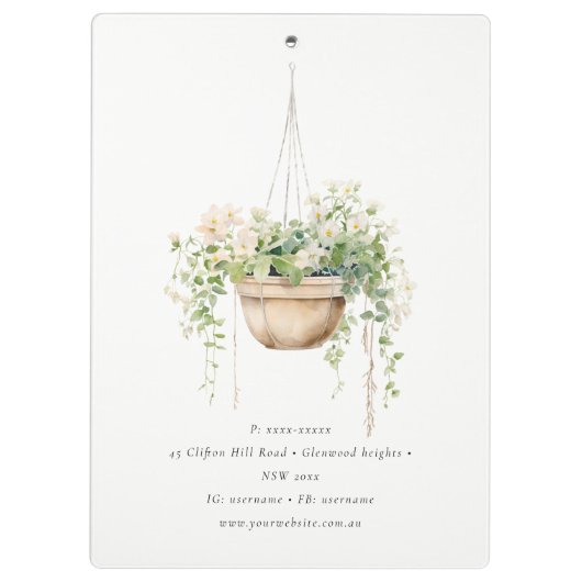 Pflanze des Blumenhauses Wasserfarben Botanisch Klemmbrett (Rückseite)