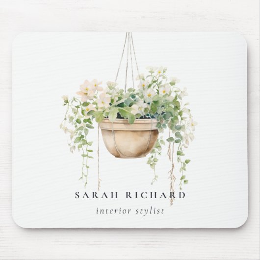 Pflanze des Blumenhauses Wasserfarben Botanisch Mousepad (Vorne)