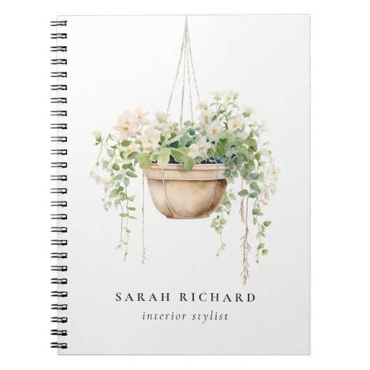 Pflanze des Blumenhauses Wasserfarben Botanisch Notizblock (Vorderseite)