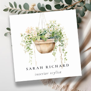 Pflanze des Blumenhauses Wasserfarben Botanisch Quadratische Visitenkarte