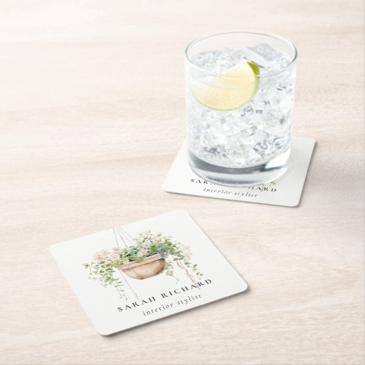 Pflanze des Blumenhauses Wasserfarben Botanisch Rechteckiger Pappuntersetzer (Vor Ort)