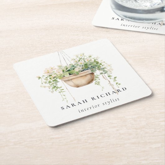 Pflanze des Blumenhauses Wasserfarben Botanisch Rechteckiger Pappuntersetzer (angewinkelt)