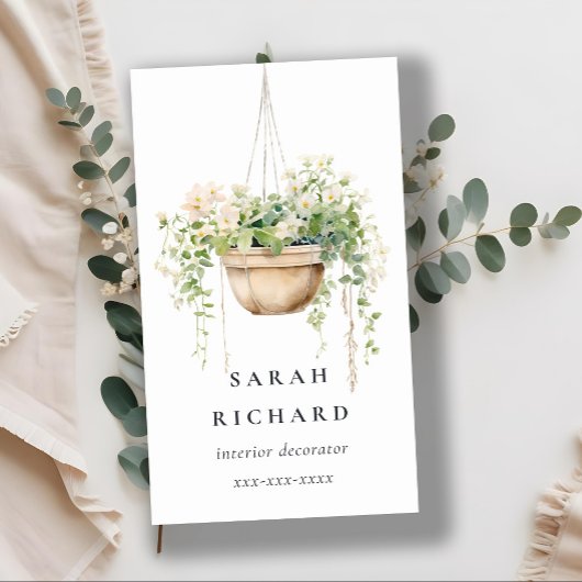 Pflanze des Blumenhauses Wasserfarben Botanisch Visitenkarte