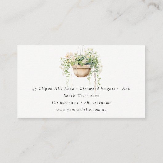 Pflanze des Blumenhauses Wasserfarben Botanisch Visitenkarte (Rückseite)