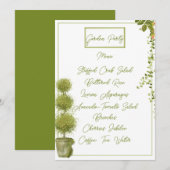 Pflanze des Garden Party und Flachmenü Menükarte (Vorne/Hinten)