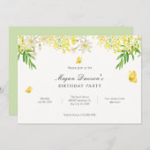 Pflanze des Gelbblütenschmetterlings Geburtstag Einladung (Vorne/Hinten)