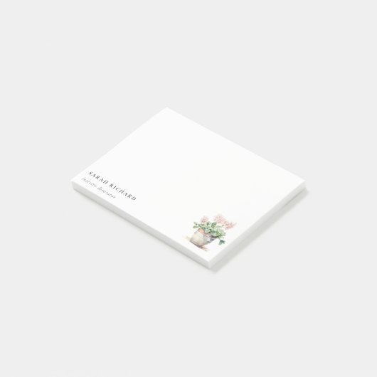 Pflanze des gepolsterten Blumenhauses Wasserfarben Post-it Klebezettel (angewinkelt)