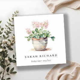 Pflanze des gepolsterten Blumenhauses Wasserfarben Quadratische Visitenkarte