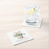 Pflanze des gepolsterten Blumenhauses Wasserfarben Rechteckiger Pappuntersetzer (Vor Ort)