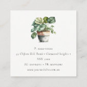 Pflanze des gepolsterten grünen Hauses Wasserfarbe Quadratische Visitenkarte (Rückseite)