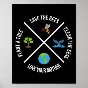 Pflanze des glücklichen Erdes Bäume Saubere Meere Poster
