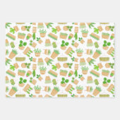 Pflanze des Hauses Kaktus auf weißem Umschlagpapie Geschenkpapier Set (Vorderseite)