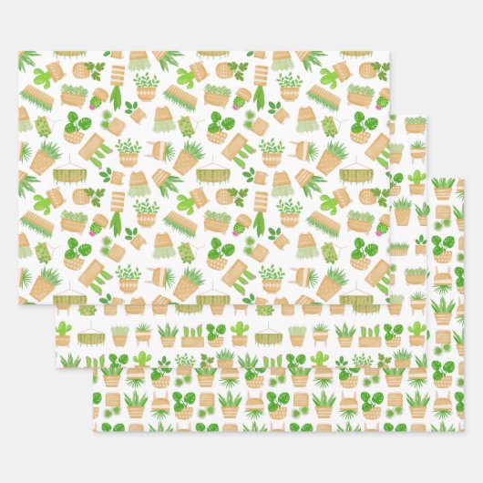 Pflanze des Hauses Kaktus auf weißem Umschlagpapie Geschenkpapier Set (Set)