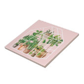 Pflanze des Niedlichen tropischen Hauses in Rosa Fliese (Seite)