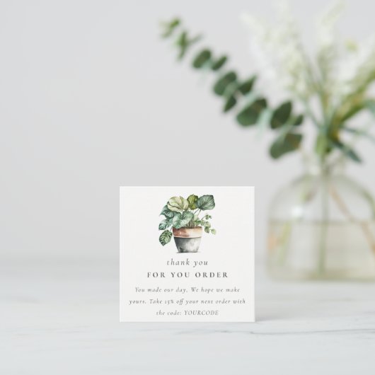 Pflanze des Potted Leafy House Vielen Dank für Ihr Quadratische Visitenkarte (Stehend Vorderseite)