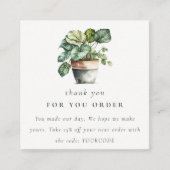 Pflanze des Potted Leafy House Vielen Dank für Ihr Quadratische Visitenkarte (Vorderseite)