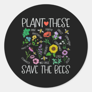 Pflanze Diese Gerettet Bees Wildblume Earth Day Su Runder Aufkleber