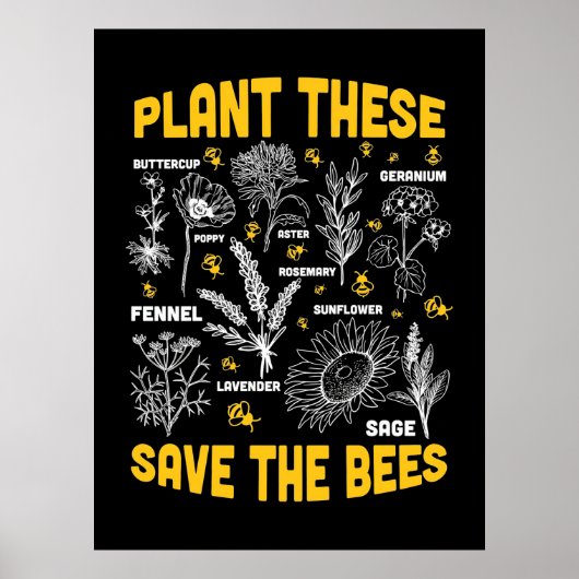 Pflanze Diese Rettete die Bienen Poster (Vorne)