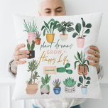 Pflanze Dreams Grow ein glückliches Leben verrückt Kissen<br><div class="desc">Sind Sie verrückt nach Pflanze? Oder kennen Sie jemanden, der einfach nicht genug von ihren Pflanze bekommt? Dann ist dieser Binder der "Crazy Pflanze Lady" perfekt für sich selbst oder ein Geschenk. Unser Design zeichnet sich durch ein schönes Sortiment an handbemalten, wasserfarbigen Pflanze aus. "Pflanze Dreams Grow a Happy Life"...</div>