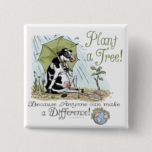 Pflanze ein Baum-Erdtageskuh-Gang Button (Vorderseite)