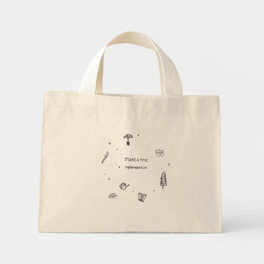 Pflanze eines Baumaufforstungskonzepts Mini Tote B Mini Stoffbeutel (Vorne)