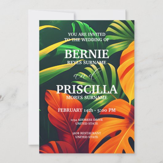 Pflanze Forest und elegante Hochzeiten von Grünblu Einladung (Vorderseite)