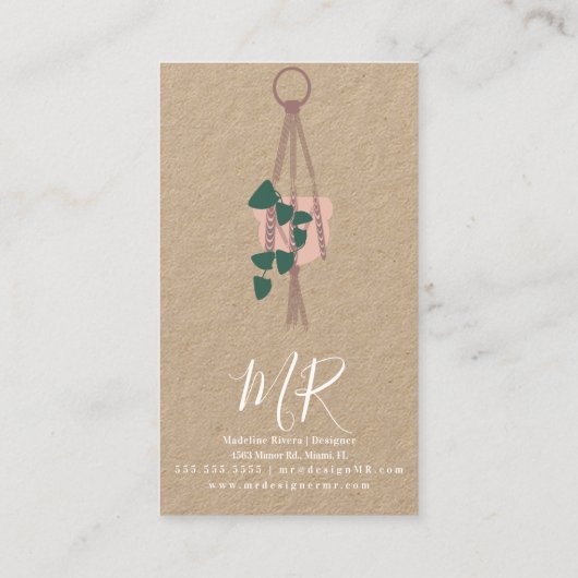 Pflanze für das manuelle Design von Macrame Artist Visitenkarte (Rückseite)