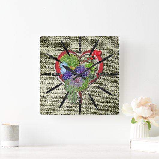 Pflanze für kulinarische Genießer Quadratische Wanduhr (Zuhause)