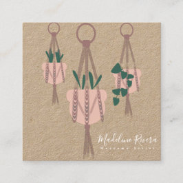 Pflanze für niedliche Makrame Artist Handmade Desi Quadratische Visitenkarte