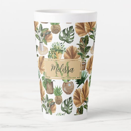 Pflanze für Wasserfarben Boho Indoor House Milchtasse (Vorderseite)