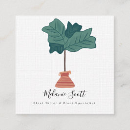 Pflanze Gardener Botanischer Fiddle Leaf Quadratische Visitenkarte