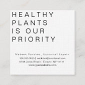 Pflanze Gardener Botanischer Fiddle Leaf Quadratische Visitenkarte (Rückseite)