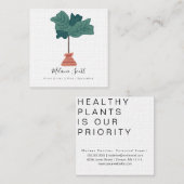 Pflanze Gardener Botanischer Fiddle Leaf Quadratische Visitenkarte (Vorne/Hinten)