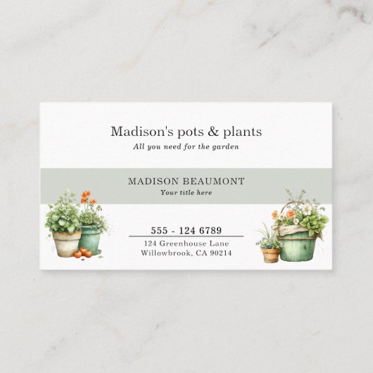Pflanze Gartenzentrum Aquarell Visitenkarte (Rückseite)
