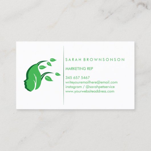 Pflanze Gesicht Natur Vegan grün Visitenkarte (Rückseite)